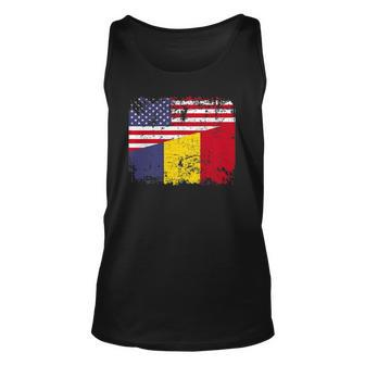 Chadian Roots Half American Flag Usa Chad Flag Unisex Tank Top | Mazezy AU