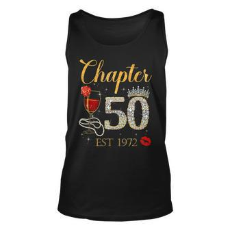 Chapter 50 Years Est 1972 50Th Birthday Red Rose Wine Crown Unisex Tank Top - Seseable