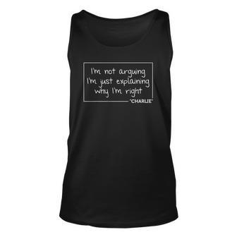 Charlie Gift Quote Personalized Name Funny Birthday Joke Unisex Tank Top | Mazezy