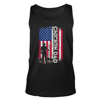 Chicken Chicken Chicken Dad American Flag Poultry Farmer Dad Fathers Day Unisex Tank Top - Monsterry UK