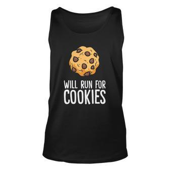 Chocolate Chip Cookie Lover Will Run For Cookies Unisex Tank Top | Mazezy