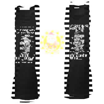 Christmas In July Funny Santa In Hawaiian Unisex Tank Top - Thegiftio