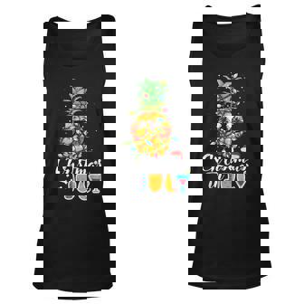 Christmas In July Pineapple Christmas Tree Lights Sunglasses Unisex Tank Top - Thegiftio UK