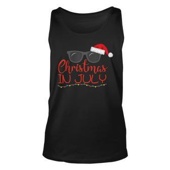 Christmas In July Santa Claus Hat Sunglasses Trendy Unisex Tank Top - Thegiftio UK