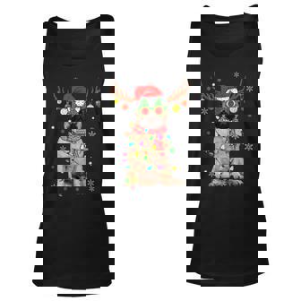 Christmas Pajama Pug Xmas Lights Dog Dad Mom Unisex Tank Top - Thegiftio UK