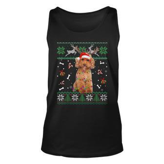 Christmas Tree Poodle Pajama Lights Dog Dad Mom Unisex Tank Top - Thegiftio UK