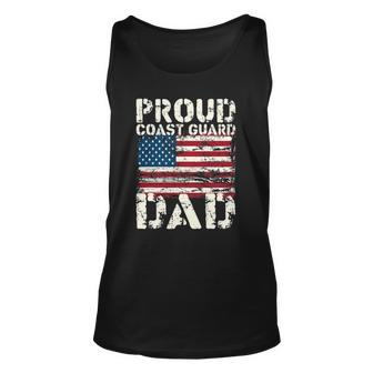 Coast Guard Dad Uscg Distressed Us American Flag Gift Unisex Tank Top | Mazezy