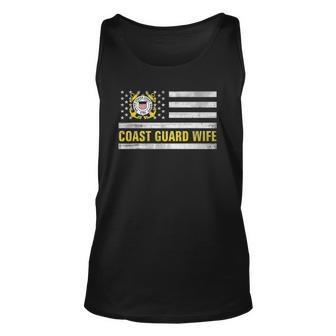Coast Guard Wife With American Flag Gift For Veteran Day Unisex Tank Top | Mazezy