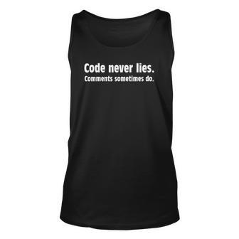 Code Never Lies Comments Sometimes Do Funny Code Tee Unisex Tank Top | Mazezy