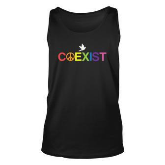Coexist Equality Dove Freedom Lgbt Pride Rainbow Unisex Tank Top | Mazezy