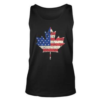 Combined American Canadian Flag Usa Canada Maple Leaf Unisex Tank Top | Mazezy