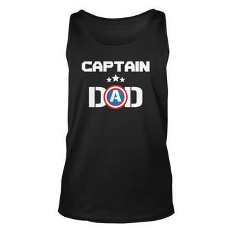 Cool Funny Captain Dad Superhero Novelty Funny Fathers Day Unisex Tank Top | Mazezy