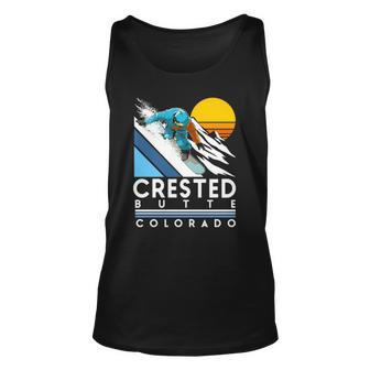 Crested Butte Colorado Retro Snowboard Unisex Tank Top | Mazezy