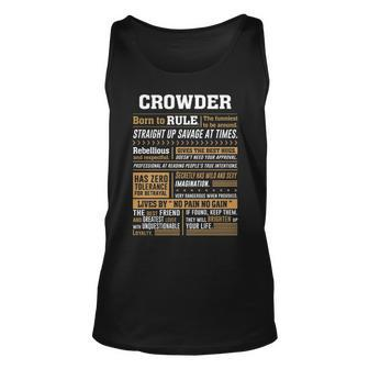 Crowder Name Gift Crowder Born To Rule Unisex Tank Top - Seseable