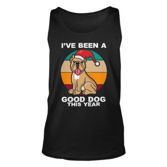 Cute Dog Christmas Pit Bull Terrier Santa Hat Retro Vintage T-Shirt Unisex Tank Top - Seseable