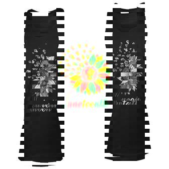 Cute Juneteenth Fist Sunflower Black African American Unisex Tank Top - Thegiftio