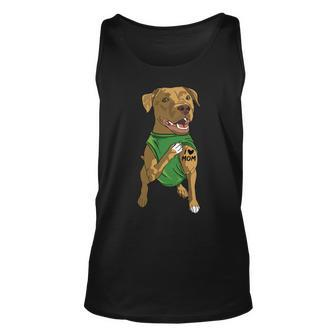 Cute Pit Bull Dog Tattoo I Love Mom Pitbull Dog Lover Gift T-Shirt Unisex Tank Top - Seseable