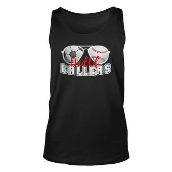 Mens Dad Of Ballers Baseball Soccer Ball Fathers Day Son Kids Tank Top | Mazezy