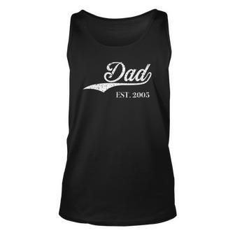Dad Est2005 Perfect Fathers Day Great Gift Love Daddy Dear Unisex Tank Top | Mazezy