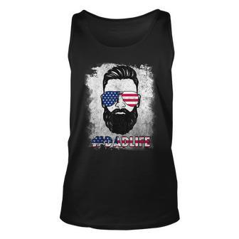 Dad Life Beard Sunglasses Usa Flag Fathers Day 4Th Of July Unisex Tank Top - Seseable