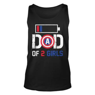Dad Of 2 Girls Low Battery Usa Flag Fathers Day 4Th Of July Unisex Tank Top - Seseable