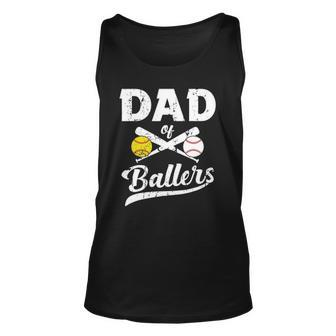 Dad Of Ballers Dad Of Baseball And Softball Player For Dad Unisex Tank Top | Mazezy