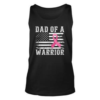 Dad Of Warrior Breast Cancer Usa Flag Pink Ribbon Vintage Unisex Tank Top | Mazezy