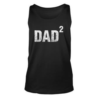 Dad Squared Two Kids Dad Distressed Unisex Tank Top | Mazezy