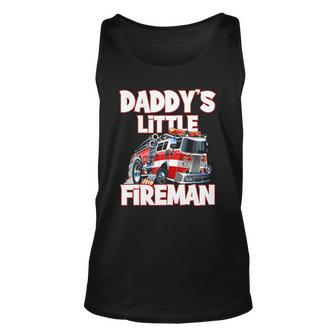Daddys Little Fireman Funny Kids Firefighter Firemans Unisex Tank Top | Mazezy