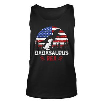 Daddysaurus Rex 4Th Of July Gifts Dinosaur Dad Us Flag T-Shi Unisex Tank Top - Seseable