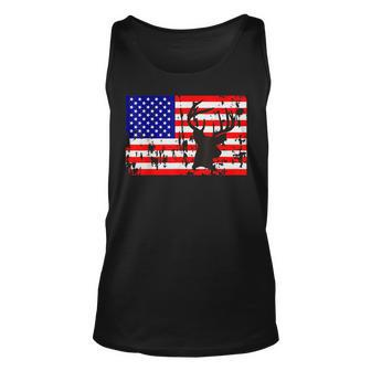 Deer Hunting American Flag Distressed For July 4Th Unisex Tank Top - Seseable