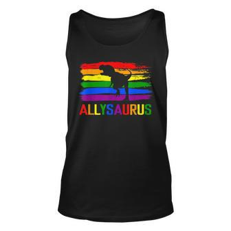 Dinosaur Lgbt Gay Pride Flag Allysaurus Ally T Rex Men Boys Unisex Tank Top - Seseable