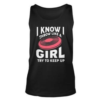 Disc Golf - Throw Like A Girl Try To Keep Up Unisex Tank Top | Mazezy