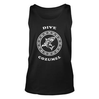 Dive Cozumel Vintage Tribal Shark Vacation Diving Gift Unisex Tank Top | Mazezy