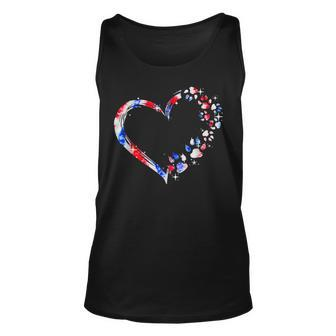 Dog Mom Dad Puppy Love Dogs Paw Heart Tie Dye 4Th Of July Unisex Tank Top - Seseable