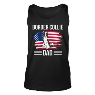 Dog Owner Us Flag 4Th Of July Fathers Day Border Collie Dad Unisex Tank Top - Seseable
