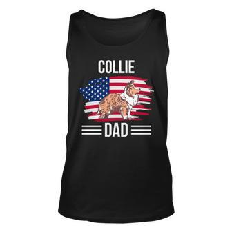 Dog Owner Us Flag 4Th Of July Fathers Day Collie Dad Unisex Tank Top - Seseable
