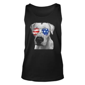 Dogo Argentino Dog Sunglasses Flag American 4Th Of July Unisex Tank Top | Mazezy
