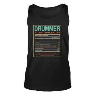 Drummer Nutrition Facts Funny Drum Player Humor Unisex Tank Top | Mazezy