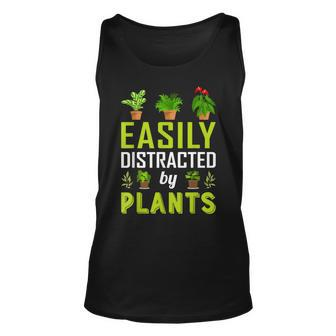 Easily Distracted By Plants Gardening And Botany Gift Unisex Tank Top - Thegiftio UK