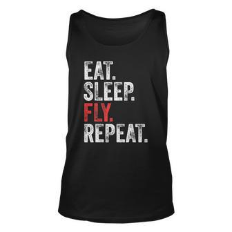 Eat Sleep Fly Repeat Aviation Pilot Vintage Distressed Tank Top | Mazezy