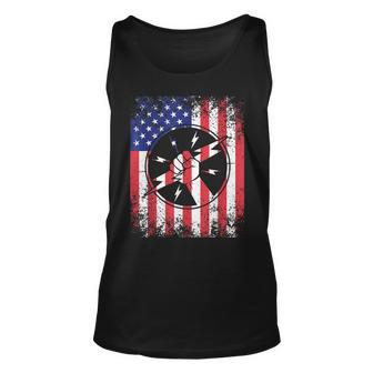 Electrician Dad Usa Flag Patriotic 4Th Of July Gift Unisex Tank Top - Seseable