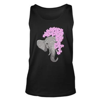 Elephant Hiding Behind Flowers Cute Animal Girls Gift Unisex Tank Top | Mazezy