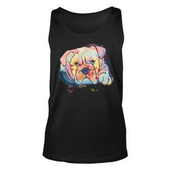 English Bulldog Abstract Watercolor Graphic Design Unisex Tank Top - Monsterry AU