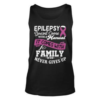 Epilepsy Doesnt Come With A Manual It Comes With A Family Who Never Gives Up Purple Ribbon Epilepsy Epilepsy Awareness Unisex Tank Top - Monsterry UK