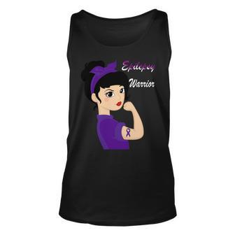 Epilepsy Warrior Strong Women Purple Ribbon Epilepsy Epilepsy Awareness V2 Unisex Tank Top | Favorety AU