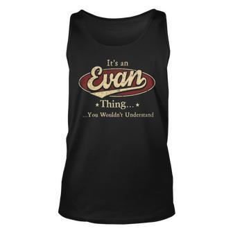 Evan Shirt Personalized Name Gifts T Shirt Name Print T Shirts Shirts With Name Evan Unisex Tank Top - Seseable
