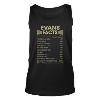 Evans Name Gift Evans Facts Unisex Tank Top - Seseable
