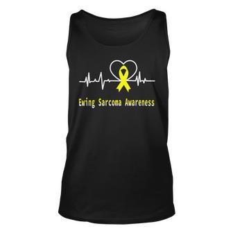 Ewings Sarcoma Awareness Heartbeat Yellow Ribbon Ewings Sarcoma Ewings Sarcoma Awareness Unisex Tank Top - Monsterry UK