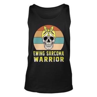 Ewings Sarcoma Warrior Skull Women Vintage Yellow Ribbon Ewings Sarcoma Ewings Sarcoma Awareness V2 Unisex Tank Top | Favorety